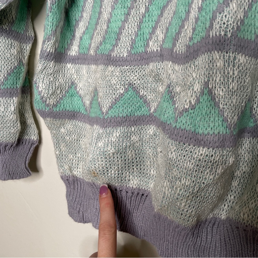 1980s Adele Geometric Pattern Collared Knit Sweat… - image 8